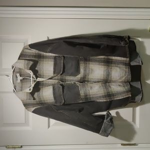 She + sky flannel and denim shacket